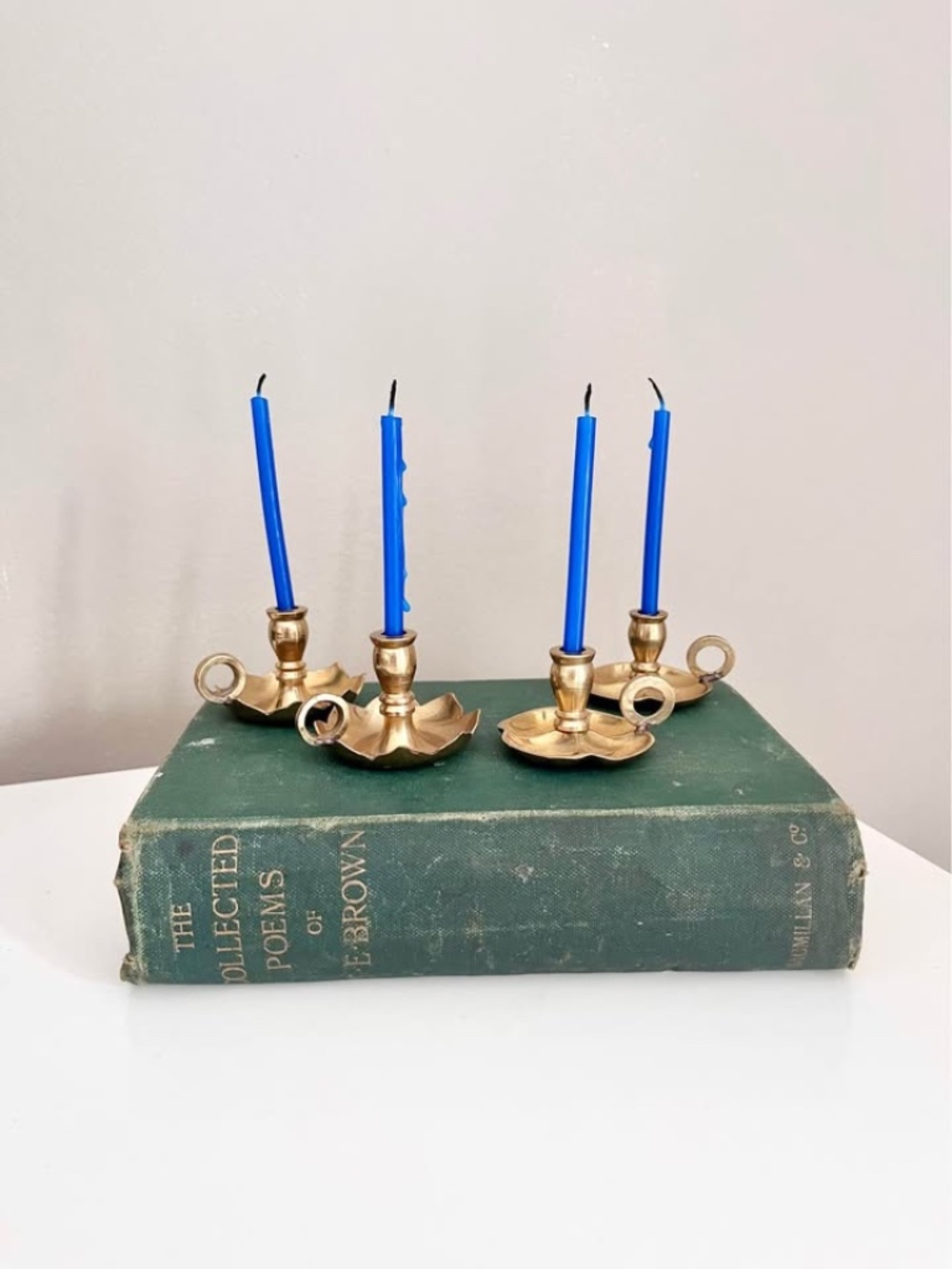 Vintage Mini Brass Chamberstick Candlestick Holders Hollywood Regency